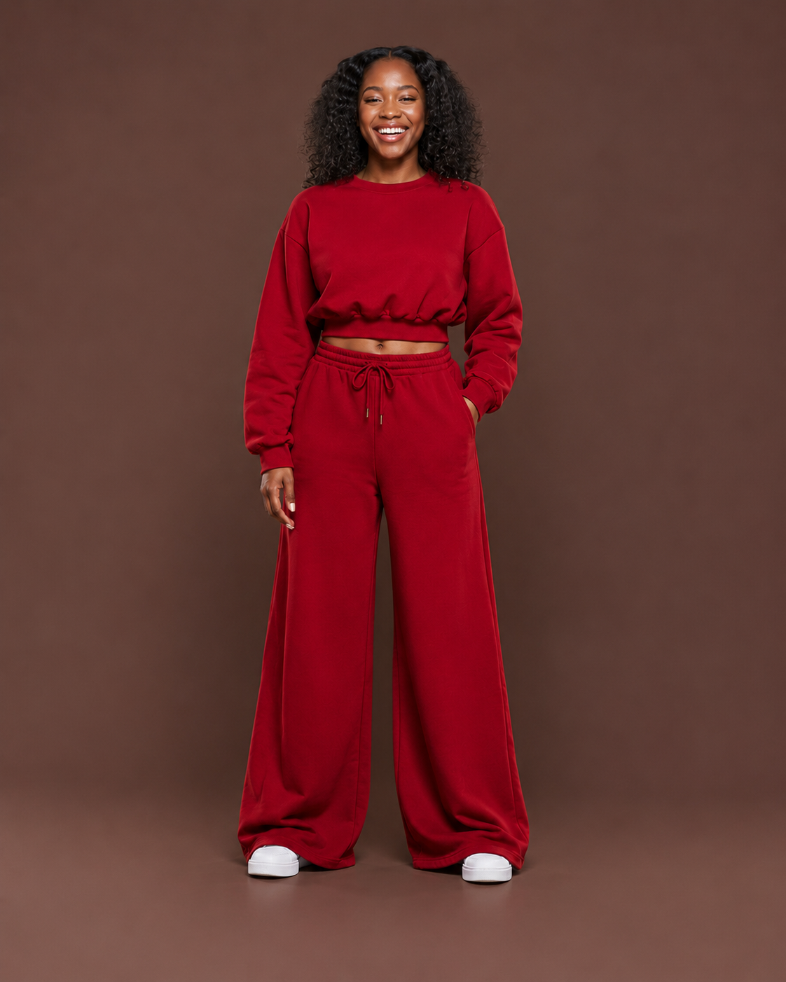Luxe Leisure Pant Set in Red